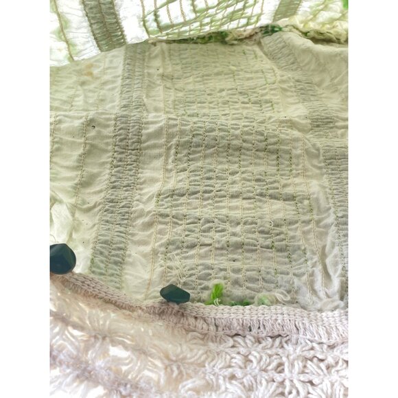 Vintage 70s cushion pillow cover, embroidered decorative square slip, 13" - Picture 10 of 10